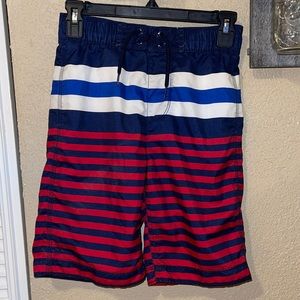 Gap Boys Lined Striped Pocketed Swim Trunks Size Large